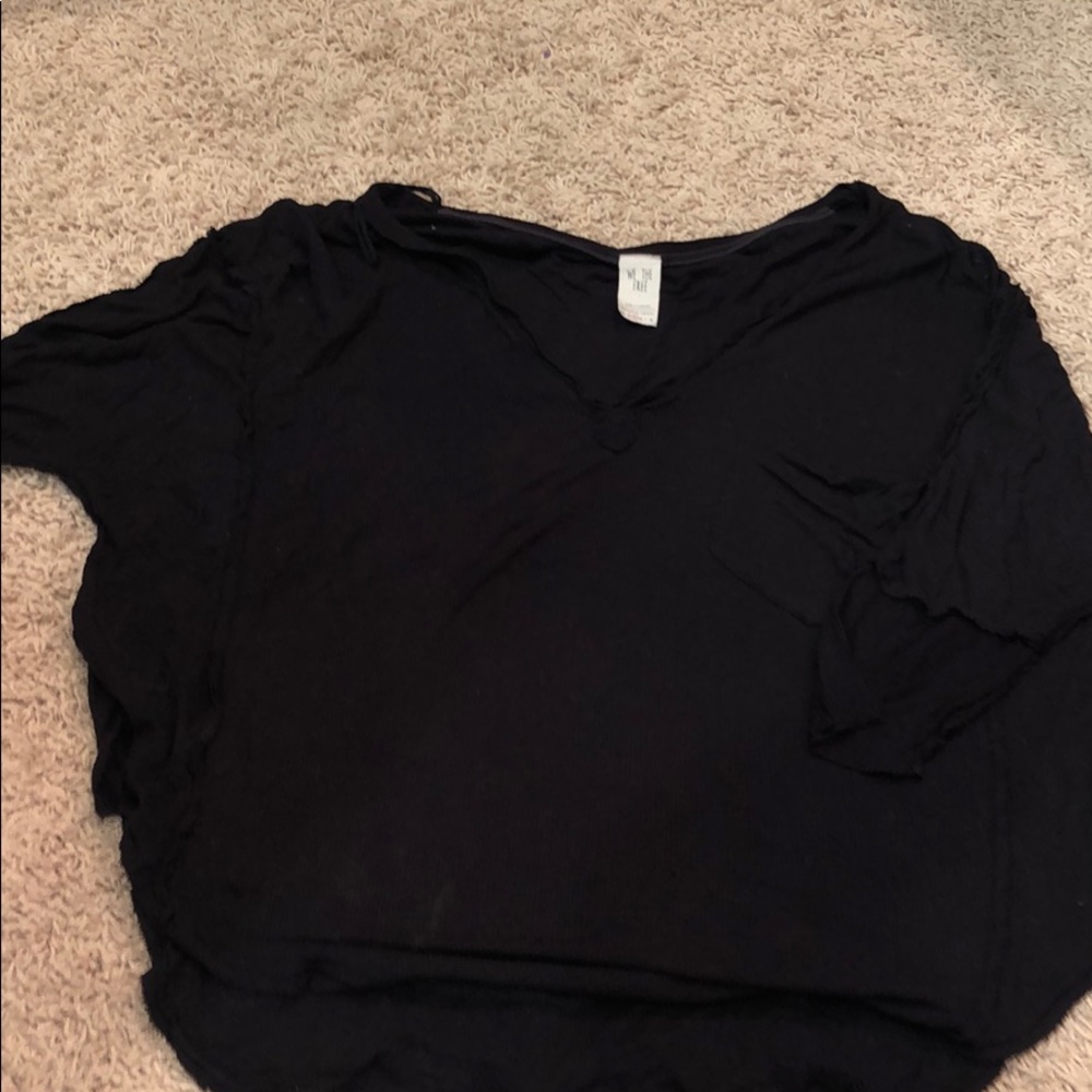 Black v neck cotton lounge shirt